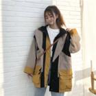 Color-block Check Loose-fit Hooded Jacket