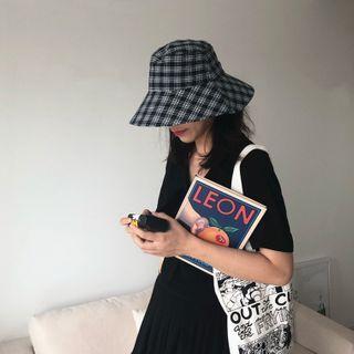 Plaid Bucket Hat Plaid - Black - One Size