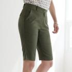 Slit-hem Linen Blend Shorts