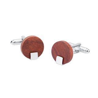 Simple Fashion Mahogany Geometric Round Cufflinks  - One Size