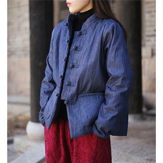 Pocketed Padded Jacket Blue - One Size