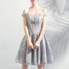Embellished Off-shoulder Short Bridesmaid Dress
