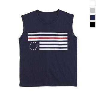 Plus Size Stripe-printed Sleeveless Top