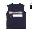 Plus Size Stripe-printed Sleeveless Top