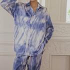 Tie-dye Print Long-sleeve Shirt / Straight-cut Pants