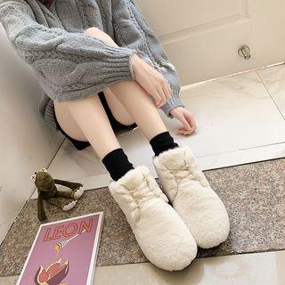Lace-up Fleece Ankle Boots