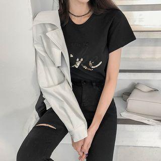 Give Me Like Sequin Letter T-shirt