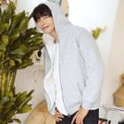 Coral-fleece Lined Napped Zip-up Hoodie