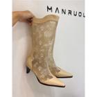 Pointed Mid-calf Mesh Boots