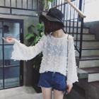 Embroidered Bell-sleeve Chiffon Top