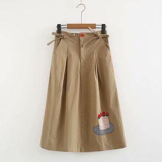 Cake Embroidery A-line Midi Skirt