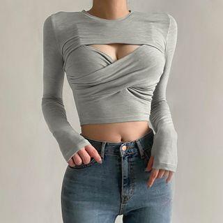 Long Sleeve Cut-out Crop Top