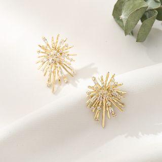 Rhinestone Alloy Firework Earring 1 Pair - Gold - One Size