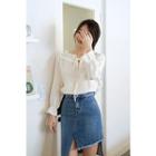 Smocked Off-shoulder Ruffle-cuff Top