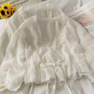 Ruffle-trim Sheer Shawl