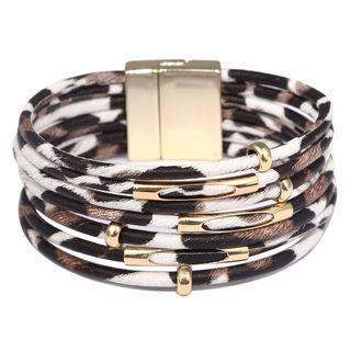 Leopard Print Faux Leather Layered Bracelet