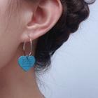 Heart Circle Earring 1 Pair - Blue - One Size