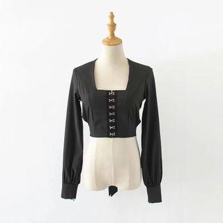 Square Neck Cutout-back Cropped Blouse