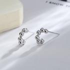 Beaded Open Hoop Earring 1 Pair - With Earplug - Silver - One Size