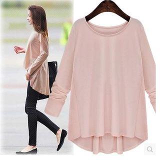 Long-sleeved Loose-fit Oversized Crewneck Plain T-shirt