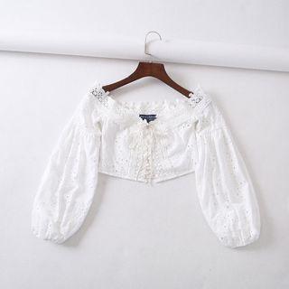 Off-shoulder Eyelet Lace Crop Top