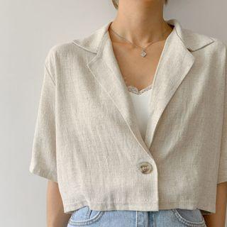 Loose-fit Cropped Linen Blazer