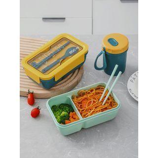 Divided Plastic Lunch Box / Soup Container / Lunch Bag / Set