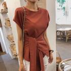 Cap-sleeve Tie-front Blouse