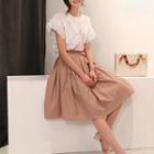 Set: Sleeveless Floral Top + A-line Skirt