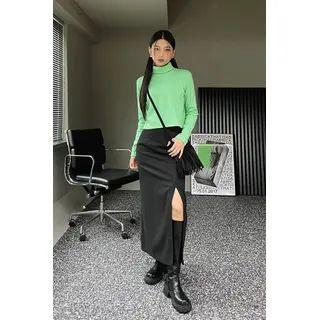 Wrap-front Deep-slit Maxi Skirt