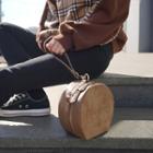 Faux-suede Tambourine Hand Bag