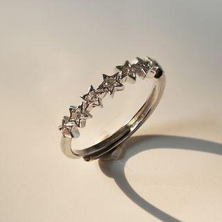 925 Sterling Silver Rhinestone Star Rhinestone Open Ring