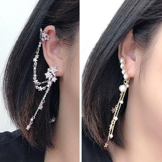 Non-matching Alloy Star Chain Dangle Earring