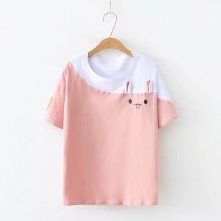 Short-sleeve Rabbit Two-tone T-shirt