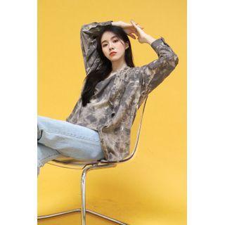 Two-way Draped-panel Dyed Shirt Brown - One Size