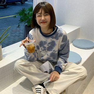 Tie-dye Loose-fit Sweatshirt White - One Size