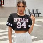 Short Sleeve Lettering Crop T-shirt