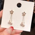 Rhinestone Star Faux Pearl Fringed Earring 1 Pair - Gold - One Size