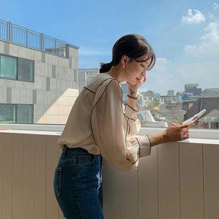Ruffle-trim Stitched Top