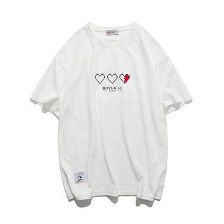 Coupe Matching Short-sleeve Heart Print T-shirt