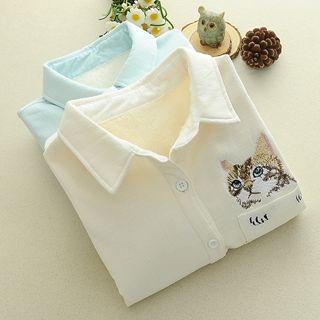 Cat-embroidered Shirt