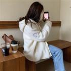 Letter Embroidered Shearling Hooded Jacket