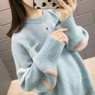 Star Contrast-color Sweater