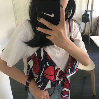 Mock-two Floral Short-sleeve Top