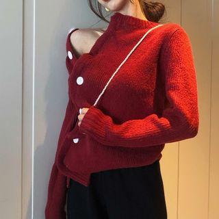Side-button Cardigan / Cropped Knit Tapered Pants