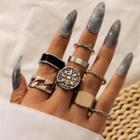 Set Of 8: Rhinestone / Alloy Ring (assorted Designs) 10017 - Silver - One Size