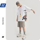 Unisex Crane-print Loose T-shirt