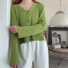 Multi-color V-neck Long-sleeve Knit Jacket