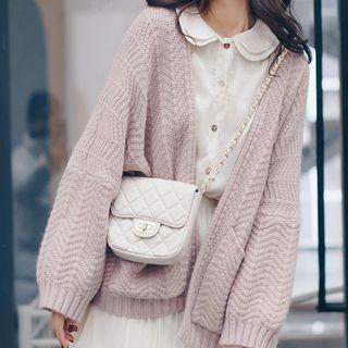 Open Front Rib Knit Cardigan