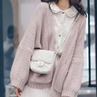 Open Front Rib Knit Cardigan